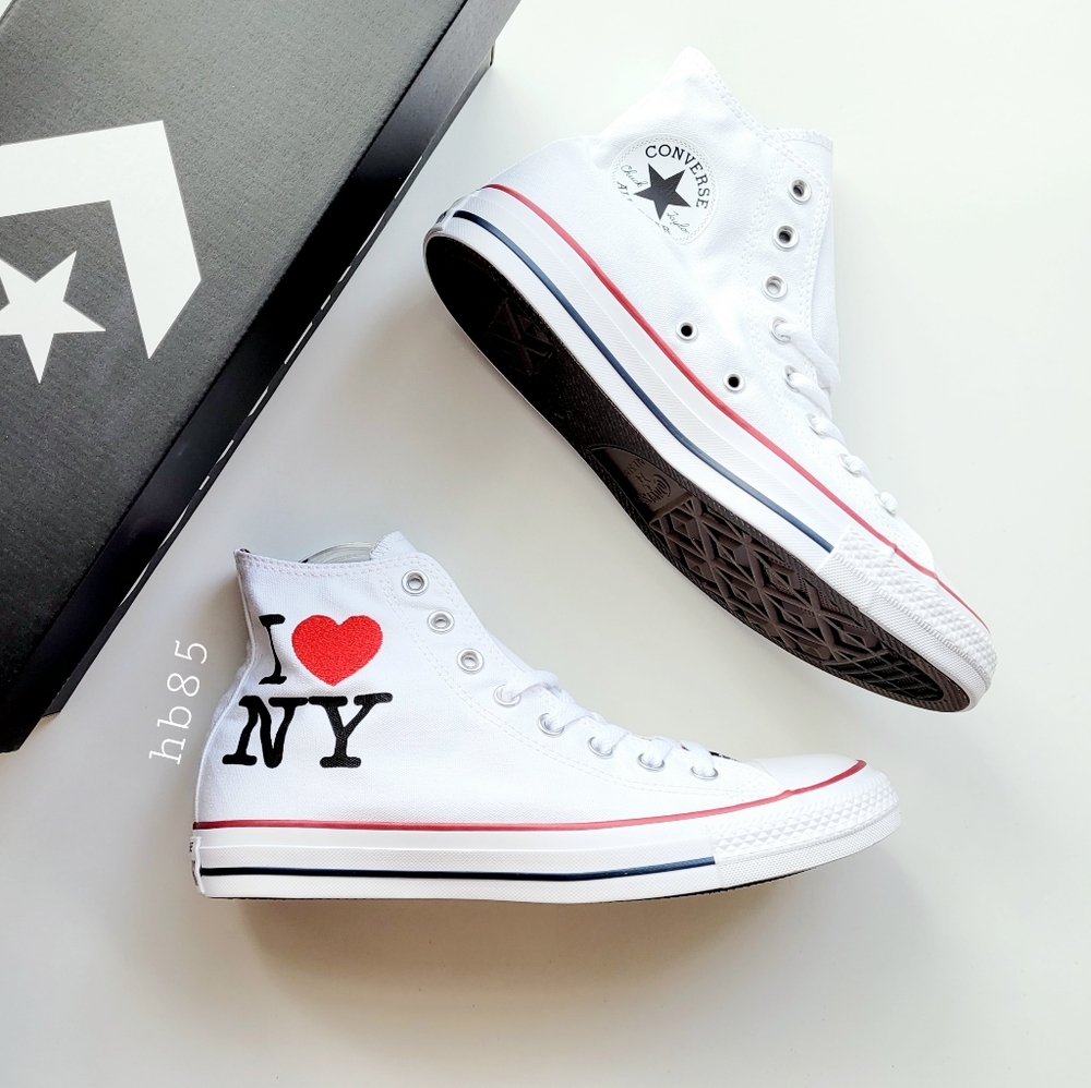Converse CTAS Hi White Red Black "I Love New York" Women's 13